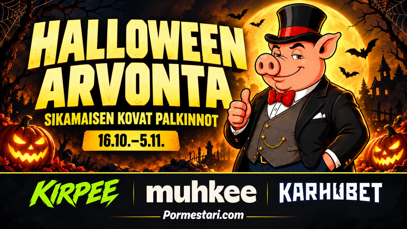 Finnish Halloween Giveaway with Pig Mascot